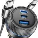 USB C car Charger, PD 100W +PD 30W Type C car Charger Adapter, Fast Charging Compatible for iPhone 16 15 14 Max Galaxy S25/S24/23 iPad MacBook Pro Air Type-C Laptop Pixel (CC-130W)