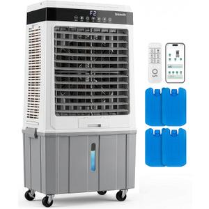 SereneLife Portable Air Cooler with 2800 CFM Power – High-Performance Evaporative Air Cooler for Indoor and Outdoor Spaces, 35 L Tank, 60° Oscillation, 12-Hour Timer, Remote Control Cooling System