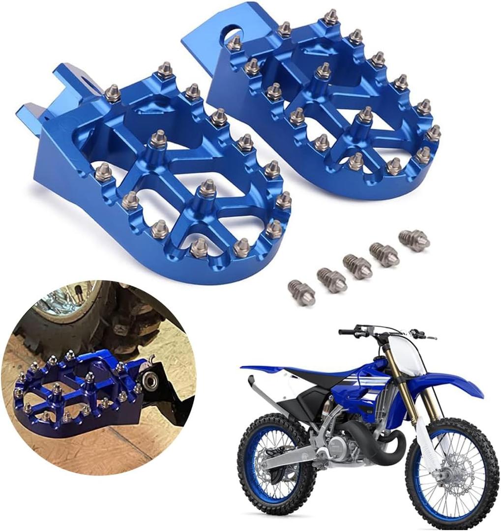 AnXin Dirt Bike Foot Pegs Motorcycle Footpegs Foot Pedals Rests CNC For TTR110 08-09 YZ125 YZ250 87-96 TTR125 00-04 YZ80 96-01 XT250 08-23 TTR90 00-07 TTR250 00-06 YZ500 WR500 YZ490 WR200 WR250 Blue