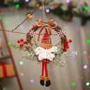 Christmas Ornaments Clearance - Gnome Grapevine Wreath Ornament, Plaid Santa Gnome Hanging Decor with Red Berries & Snowflakes, Festive Xmas Tree & Home Party Decoration