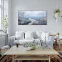 KLAKLA Beach Wall Art - Blue Large Canvas Art Living Room Wall Decor Sea Wave Picture Artwork Modern Bedroom Office Home Decor - 40x20 Inches