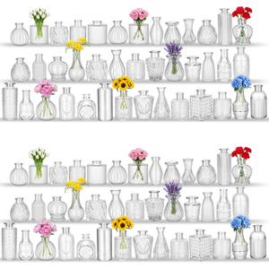 80Pack Glass Bud Vases in Bulk Clear Small Mini Vase for Flowers