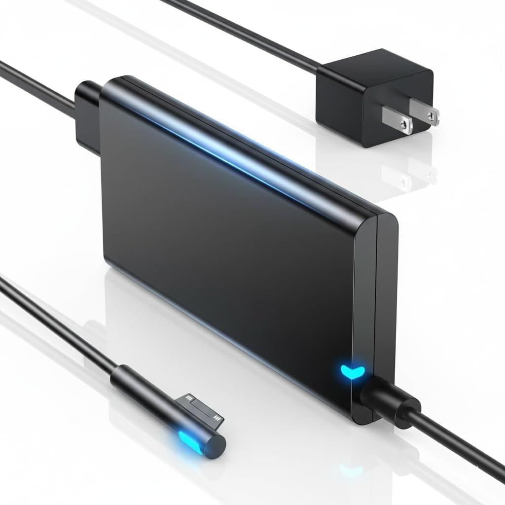 Surface Pro Charger for Microsoft Surface Pro 9, 8, 7+, 7, 6, 5, 4, 3, X, 65W Windows Surface Laptop 5, 4, 3, 2, 1, Studio, Power Cord for Surface Book 2, 1, Power Supply Surface Go 3, 2, 1 (Black)
