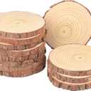 12 PCS 6.3-7.1 Inch Natural Wood Slices, Unfinished Pine Wood Circles with Barks for Coasters, DIY Crafts, Christmas Rustic Wedding Ornaments and Centerpieces,by GNIEMCKIN.