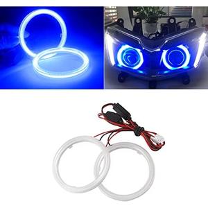 Qasim 1-Pair Blue 80MM 63SMD COB LED Halo Ring Angel Eyes with lampshade Cover Led DRL Fog Light Lamp 12V 24V Qasim 1-Pair Blue 80MM 63SMD COB LED Halo Ring Angel Eyes with lampshade Cover Led DRL Fog Light Lamp 12V 24V