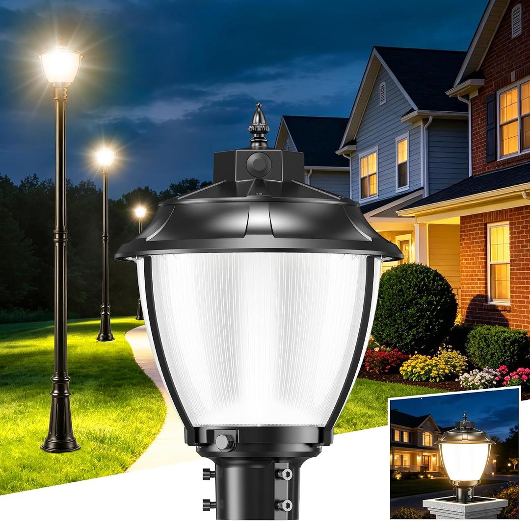 150W LED Post Top Light with Dusk to Dawn Photocell, 12.6 inch Post Lights