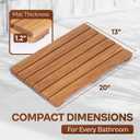 Acacia Wood Shower Mat 13 x 20 inches, Slatted Bath Mat, Non-Slip Feet