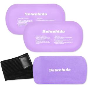 Ice Packs for Injuries Reusable Gel 2 Hot Cold Compress Therapy Pack with Adjustable Strap Soft Ice Wraps for Ankle Knee Leg Neck Shoulder Wrist Feet Back Pain Relief (Purple, Medium 10 x 5.5 Inch)