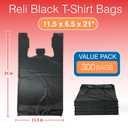 Reli. T-shirt Bags (300 Count) (Black) (11.5" x 6.5" x 21") - Black Plastic Bags (Plain) - Grocery, Shopping, Restaurants