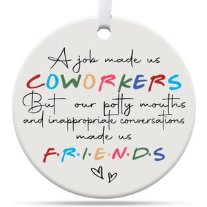 7 x Gifts for Coworkers, Funny Christmas Ornaments 2025, Best Friend, Work Bestie, Friendship, Coworker Leaving, Retirement Gifts Women Men Ceramic Ornament