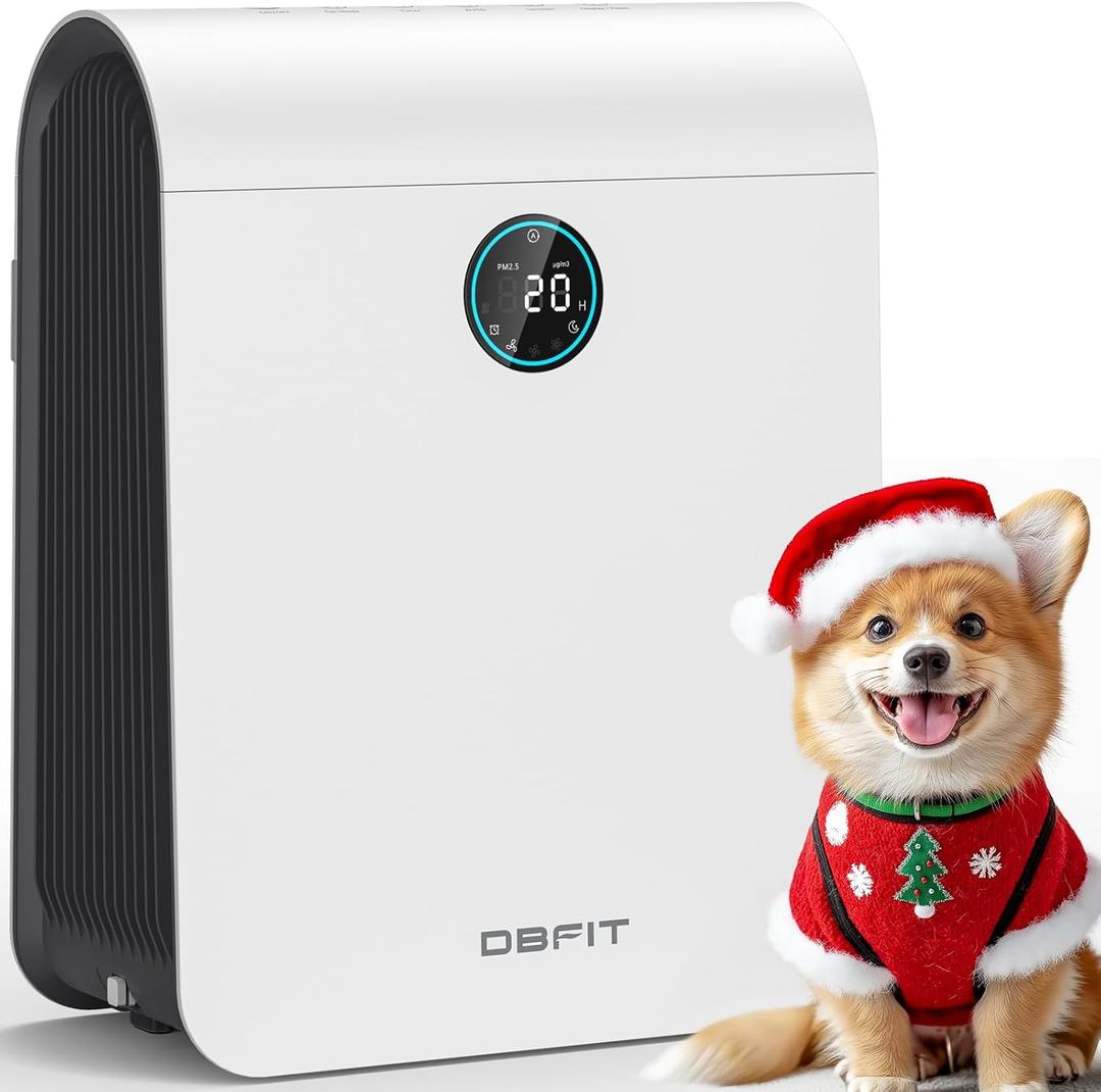 Air Purifiers for Home Large Room Up to 2590 ft with PM 2.5 Display Air Quality Sensor, DBFIT H13 HEPA Air Purifier with Washable Filter, Auto Mode, Air Cleaner for Smoke Dust Pollen Pets Hair Odor (White)