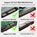 SATA to USB C Adapter with Power, USBC to SATA Cord External Hard Drive Type C Cable for 2.5" HDD/SSD & 3.5" HDD Up to 20TB Converter with 24W Adapter Support UASP Seagate WD Hitachi Toshiba