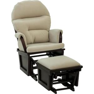 HOMCOM Nursery Glider Rocking Chair with Ottoman, Thick Padded Cushion Seating and Wood Base, Cream White