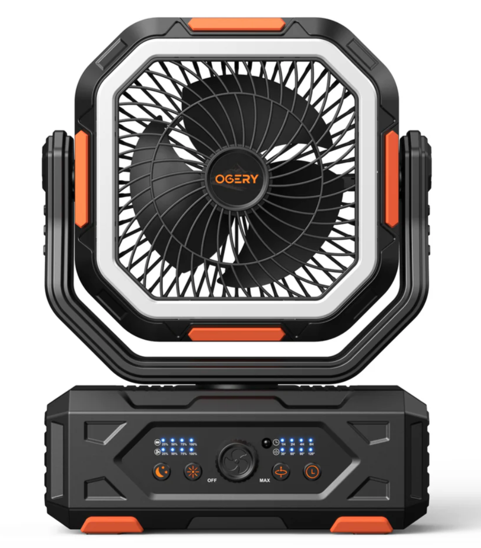 OGERY F11 Quiet High Velocity Large Battery Powered Fan with Fast Charging