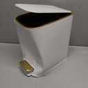 Small Bathroom Trash Can with Lid Soft Close, 5L / 1.3 Gallon Slim Garbage Can with Removable Inner Bucket, Step Stainless Steel Trash Bin for Office, Bathrooms, Bedroom, Living Room (White)