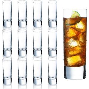 Clear Heavy Base Shot Glasses 12 Pack, 2 oz Tall Glass Set for Whiskey, Drinks
