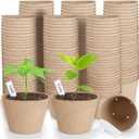 132 Pack Organic Peat Pots, 4 Inch Nursery Pot, Round Plant Seedling Pots with Drainage Holes, Small Seed Starting Starter Tray Bulk, Garden Germination Container with 132 Planting Labels '10 cm'