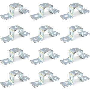 (12 Pcs) 5 Hole Steel Electrogalvanized U Shaped Strut Connector Bracket, 1-3/4" x 1-1/2", Thickness 4.8mm, Fit for 1/2" Bolt in 1-5/8" Strut Channel