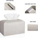 Tissue Box Cover PU Leather Tissue Holder Square Facial Tissue Case Facial Paper Organizer Dispenser for Bathroom, Vanity Countertop, Tabletop, Car, Rectangle, Misty Gray