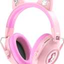 Dr.meter Ear Muffs for Noise Reduction: 32dB SNR Noise Cancelling Headphones for Kids Autism Sensory, Adjustable Kids Ear Hearing Protection for Autism Sensory, Fireworks, Concert w/Fun Stickers, Pink