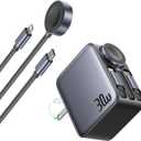 HERRBOL 30W Retractable Charger, 3 in 1 Wall Chargers Block Fast Charging with Apple Watch Charger, Type C&Lightening Cables, Portable iPhone Chargers for iPhone 17 Pro Max,iWatch,AirPods,Samsung,iPad