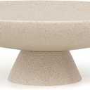 YMXYJM Modern Resin Pedestal Decorative Bowl, Large Fruit Bowl for Kitchen Counter, Stylish Key Bowl for Entryway Table, Beige