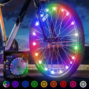 Activ Life LED Bike Wheel Lights with Batteries Included! Get 100% Brighter and Visible from All Angles for Ultimate Safety & Style (1 Tire Pack) (Multicolor)