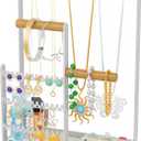 coobest Jewelry Holder Organizer Stand, Jewelry Display Rack with 36 Holes Earring Holder, 10 Hooks Necklace Organizer, Velvet Ring Holder Dish, Birthday Gifts Ideas for Mom Women Room Decor