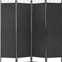 4 Panel Room Divider 6.8FT Steel Frame Screen Folding Privacy Divider Freestanding Partition for Home Office Bedroom, Black