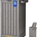 DWVO 38 Gallon Outdoor Trash Can, Resin Garbage Bin with Lid, Includes 2 Sorting Labels, Ash Holder, Stakes & Suction Cups, Hideaway Storage for Patio Backyard Garden, Light Brown