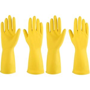 Rubber gloves dishwashing 2 or 4 Pairs for Kitchen,Cleaning gloves for household Reuseable. (Medium (Pack of 2), Yellow)