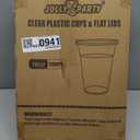 JOLLY PARTY 100Pack 16 oz Clear Plastic Cups With Flat Lids, Disposable Clear Cups with Straw Slot Lids, Crystal Clear Disposable Drinking Cup for Juice Ice Cream Milkshake Iced Coffee Cold Drink