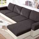 VANSOFY Couch Cushion Covers for Sectional Sofa, Stretch Jacquard Couch Seat Cushion Covers, Individual Washable Furniture Protector Sofa Slipcovers for Pet (2Pc Armrest Cover, Chocolate)