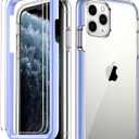 COOLQO Compatible for iPhone 11 Pro Case 5.8 Inch, with [2 x Tempered Glass Screen Protector] Clear 360 Full Body Coverage Silicone Protective Shockproof for iPhone 11 Pro Cases Phone Cover - Purple