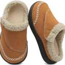 LeIsfIt Toddler Slippers Boys Girls Moccasin Slippers Kids Warm Slip-On House Shoes with Non-Slip Sole for Indoor & Outdoor (7-7.5 Toddler, Brown)
