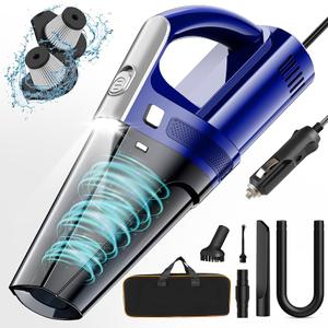 Car Vacuum, Portable Vacuum Cleaner with Powerful 7000PA Suction, DC 12V Power 16.4Ft Cord Wired Vacuum Cleaner, LED Light, Car Accessories for Men/Women
 - Blue