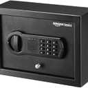 Amazon Basics Small Slim Desk Drawer Security Safe with Programmable Electronic Keypad, Secure Quick Access, 0.1 Cubic Feet, Black, 11.8"W x 8.6"D x 4.4"H