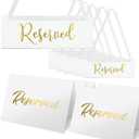 Reserved Seating Signs 6Pcs with Reserved Table Signs 10Pcs  Modern and Elegant Gold Sign Holder for Restaurant Table, Wedding Reception, Ceremony  Durable Reserve Signs for Tables and Chairs