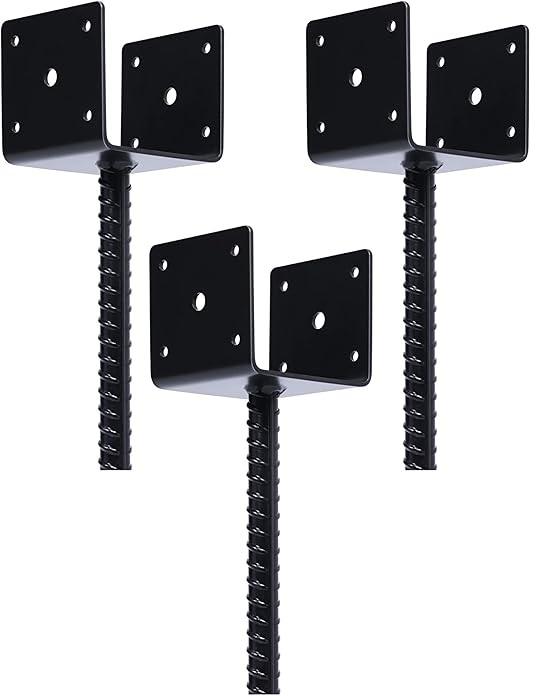Concrete Fence Post Base 4x4 inches 3 Pack, Fence Post Anchor Holder Pergola Brackets