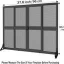 Fireplace Screen with Sliding Doors, 37.8" W x 30.7" H Handcrafted Wrought Iron Fire Spark Guard Fire Place Gate Protector for Living Room, Children and Pet Safety(Large)