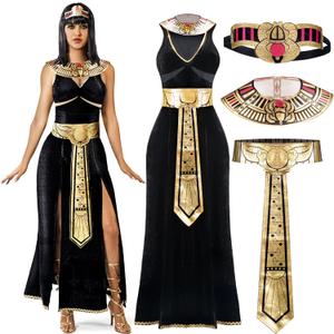 Spooktacular Creations Women Black Cleopatra Dress Costume Set with Cleopatra Accessories for Halloween Costume (Black, S)