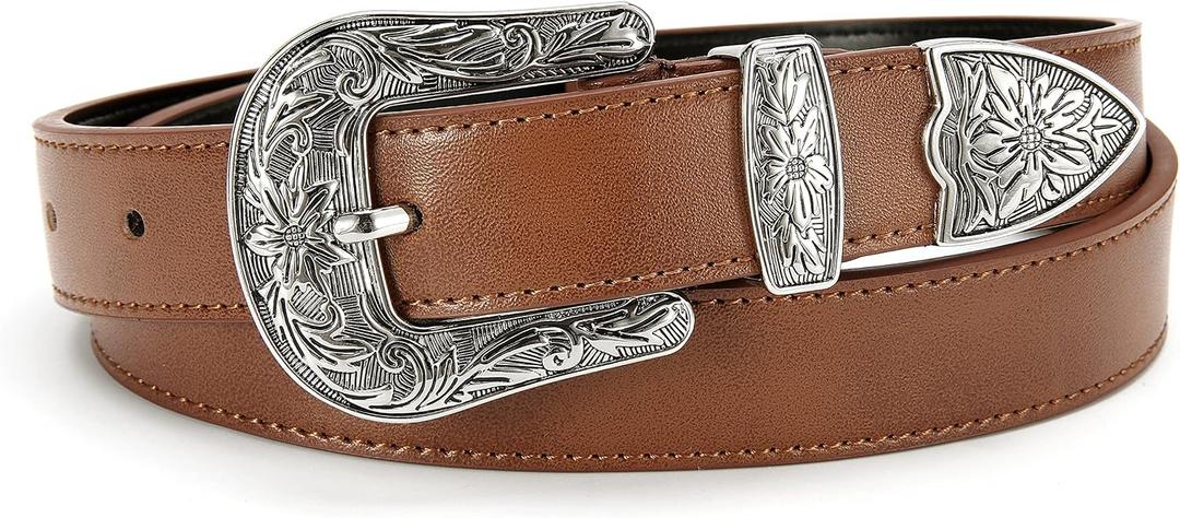 Women's Western CR Cowboy Belt - 1.1" Leather Country Belt for Fashion and Waist