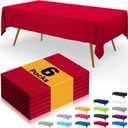 Smiry Disposable Table Cloth - 6 Pack, 54 x 108 Inch Waterproof Rectangle Tablecloths for Parties, Decorative Plastic Table Cover, Leakproof & Sturdy, Red