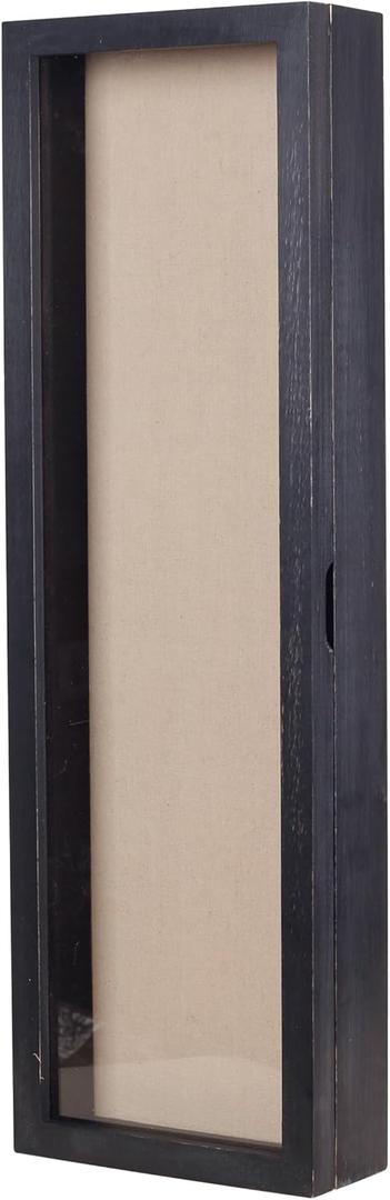 Freezing point Shadow Box Frame 8x25 Flower Shadow Box Pin Display Case Cabinet Picture Frame with Linen Back Memorabilia Awards Medals Badge Bouquet Wedding Memory Box for Keepsakes Long Black (825)