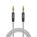 CableCreation 3.5mm Aux Cable 0.45meter, Short Male to Male 1/8 Audio Auxiliary Cord Braided Hi-Fi Sound for Car, Headphone Jack, Speaker, Home Stereos, Smartphone,  1.5FT, Black, 1