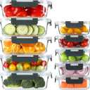 BAYZZ 10 Pack Glass Meal Prep Containers, Glass Food Storage Containers with Lids, Airtight Lunch Box, Freezer,Oven,Microwave and Dishwasher Safe (Gray)