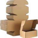 Qilery 100 Pcs Shipping Boxes Cardboard Gift Corrugated Cardboard Brown Boxes Mailer Packaging for Mailing Small Business Present (6 x 4 x 2 Inch)