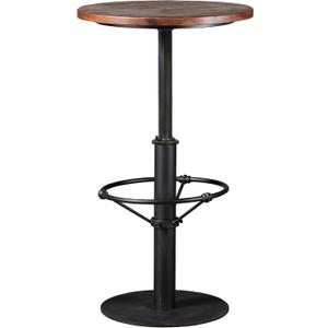 LOKKHAN 42" Tall Rustic Industrial Bar Table 19.68" Dia Round Wooden Top Metal Frame Height Fixed Standing Pub Dining Room Bistro Cocktail Table, Black & Brown, 19.68" Dia / 1LVL