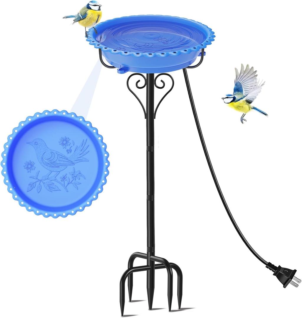 Bird Bath for Outside,40In Vintage Freestanding Bird Baths for Outdoors with Removable Bowl,Bird Baths Feeder with 5 Prongs Base for Garden Patio Yard Lawn Decor (Blue)