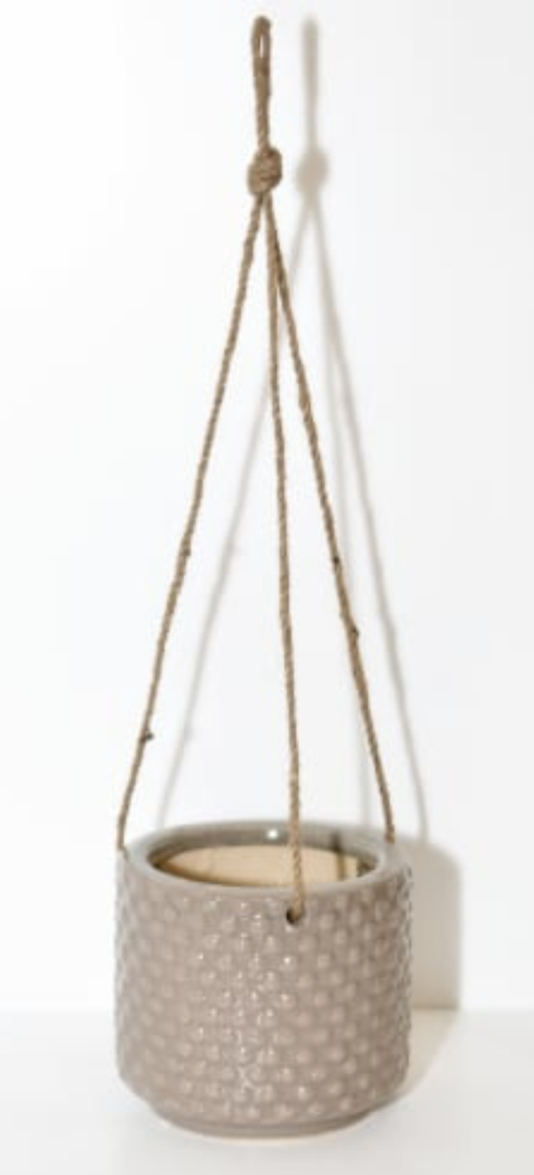 Global Outdoors Ceramic Hanging Basket Planter Grey - 1 ct